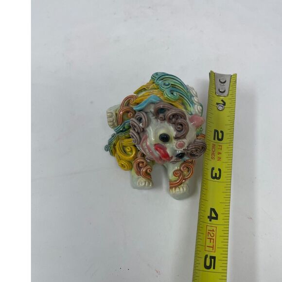 Vintage Guardian Foo Dog Chinese Asian Wu Cai Porcelain Koji Pottery PAIR Dragon - Picture 14 of 16